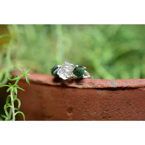 Boho Ring Raw Diamond Engagement Ring Rough Diamond Wedding Band Unique … - Picture 3 of 10